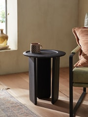 French Connection Black Mango Wood Ovate Side Table - Image 1 of 5