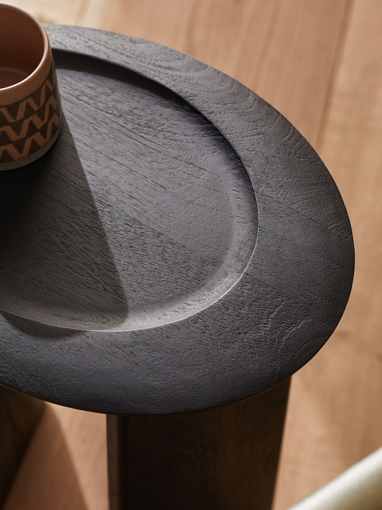French Connection Black Mango Wood Ovate Side Table - Image 2 of 5