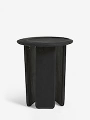 French Connection Black Mango Wood Ovate Side Table - Image 3 of 5