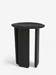 French Connection Black Mango Wood Ovate Side Table - Image 4 of 5