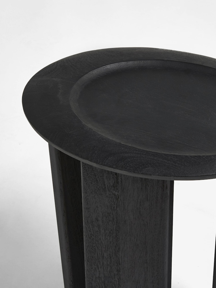 French Connection Black Mango Wood Ovate Side Table - Image 5 of 5