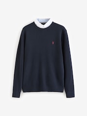 Black/Navy Oxford Mock 100% Cotton Shirt Jumper 2 Pack - Image 2 of 6