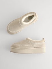 بني منك - حذاء جلد سهل اللبس مبطن بفرو صناعي مريح ودافئ من ®Forever Comfort - صورة 3 من 6
