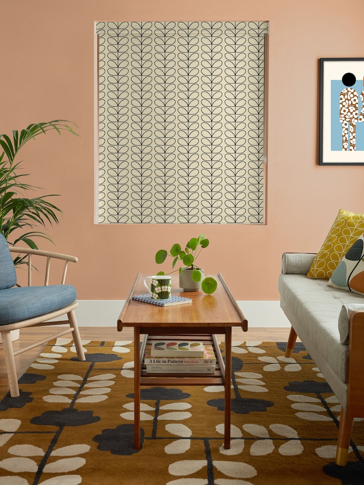 Orla Kiely Black Linear Stem Made to Measure Roller Blinds - Image 2 of 6