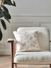 Jasper Conran London Floral Leaf Pink Floral Leaf 100% Cotton Cushion - Image 1 of 3