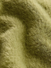 Olive Green Fluffy Off Shoulder Bardot Jumper - Image 5 of 5
