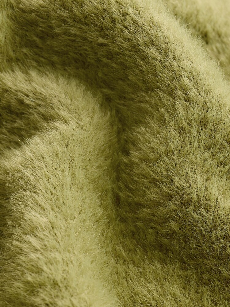 Olive Green Fluffy Off Shoulder Bardot Jumper - Image 5 of 5 Olive Green Fluffy Off Shoulder Bardot Jumper - Image 5 of 5