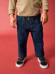 Navy Textured Corduroy 100% Cotton Pull On Trousers (3mths-7yrs) - Image 1 of 7