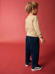 Navy Textured Corduroy 100% Cotton Pull On Trousers (3mths-7yrs) - Image 3 of 7