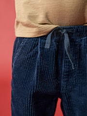 Navy Textured Corduroy 100% Cotton Pull On Trousers (3mths-7yrs) - Image 4 of 7