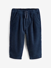 Navy Textured Corduroy 100% Cotton Pull On Trousers (3mths-7yrs) - Image 5 of 8