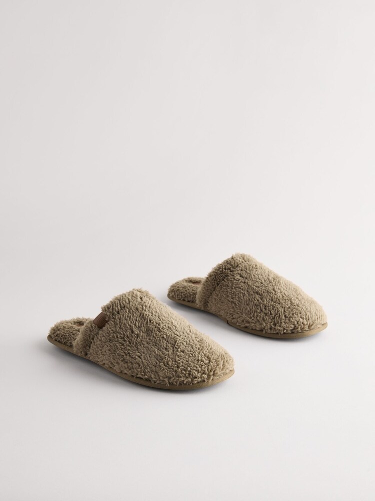 Green Fleece Mule Slippers - Image 1 of 5