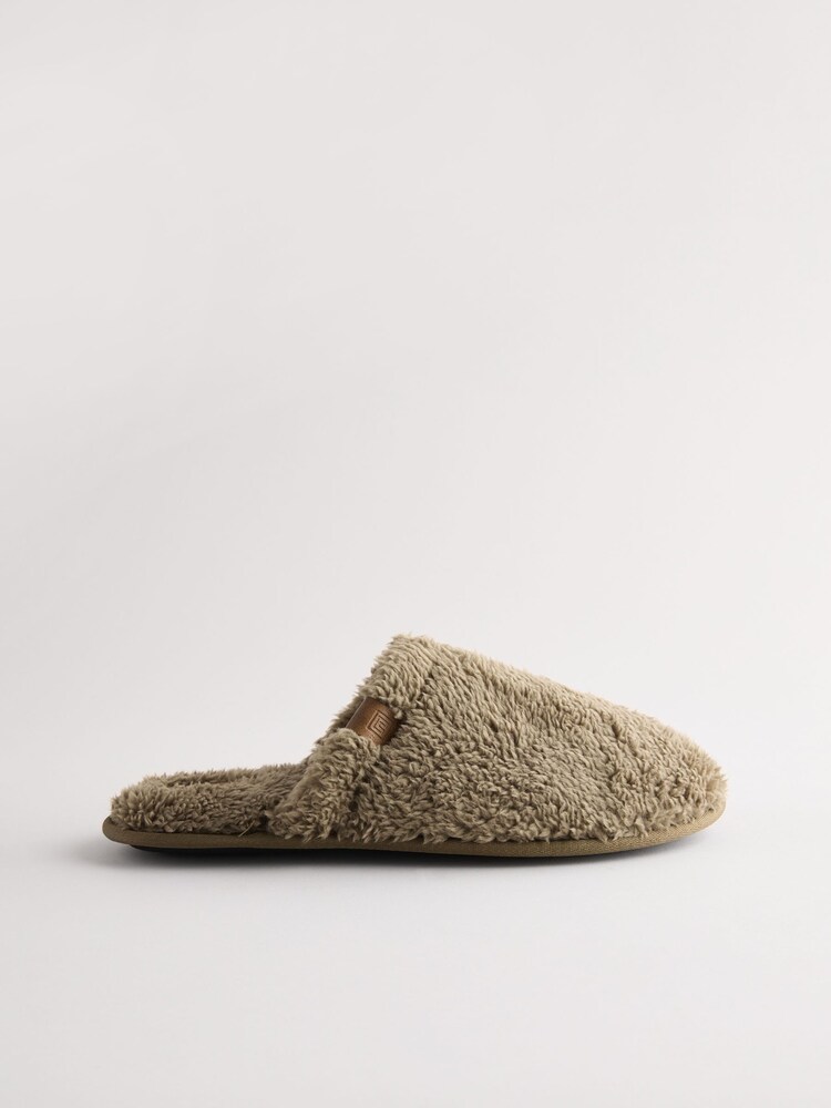 Green Fleece Mule Slippers - Image 2 of 5