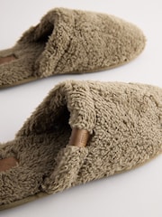 Green Fleece Mule Slippers - Image 3 of 5