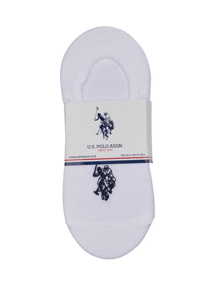 أبيض - من U.S. Polo Assn. حزمة من 5 جوارب رياضية غير ظاهرة - صورة 2 من 3