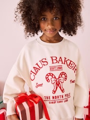 Ecru/ Red Christmas Sweatshirt (3-16yrs) - Image 1 of 8
