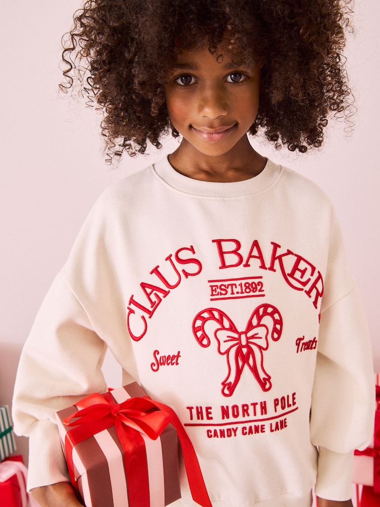 Ecru/ Red Christmas Sweatshirt (3-16yrs) - Image 1 of 8