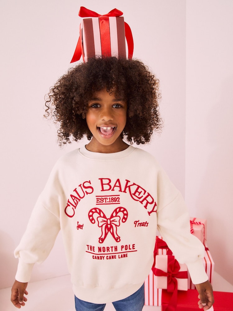 Ecru/ Red Christmas Sweatshirt (3-16yrs) - Image 2 of 8