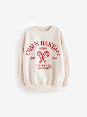 Ecru/ Red Christmas Sweatshirt (3-16yrs) - Image 5 of 8