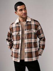 Brown Check Borg Lined Shacket - Image 1 of 12