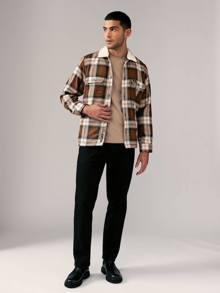Brown Check Borg Lined Shacket - Image 2 of 12