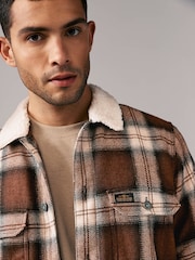 Brown Check Borg Lined Shacket - Image 4 of 12