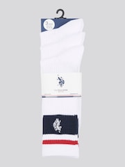 U.S. Polo Assn. White Brand Stripe Mens Sports Socks 3 Pack - Image 2 of 3