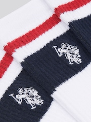 U.S. Polo Assn. White Brand Stripe Mens Sports Socks 3 Pack - Image 3 of 3