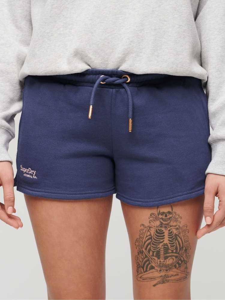 Superdry Blue 100% Cotton Essential Logo Shorts - Image 1 of 7