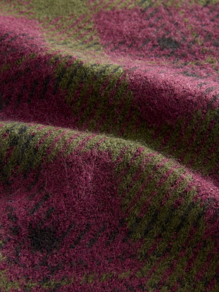 Burgundy Olive Tartan Sleeveless Crew Neck Knitted Jumper Tank Vest Top with Wool - Image 9 of 9