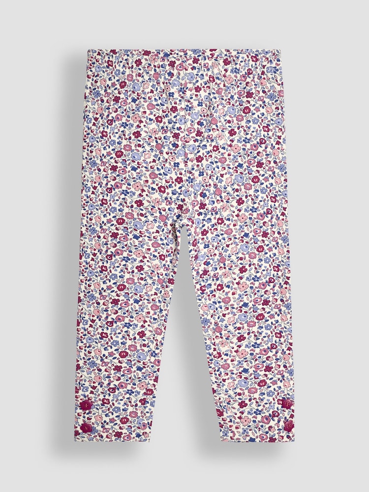 JoJo Maman Bébé Berry Purple Ditsy Floral 2-Pack Autumn Ditsy Floral Leggings - Image 4 of 7