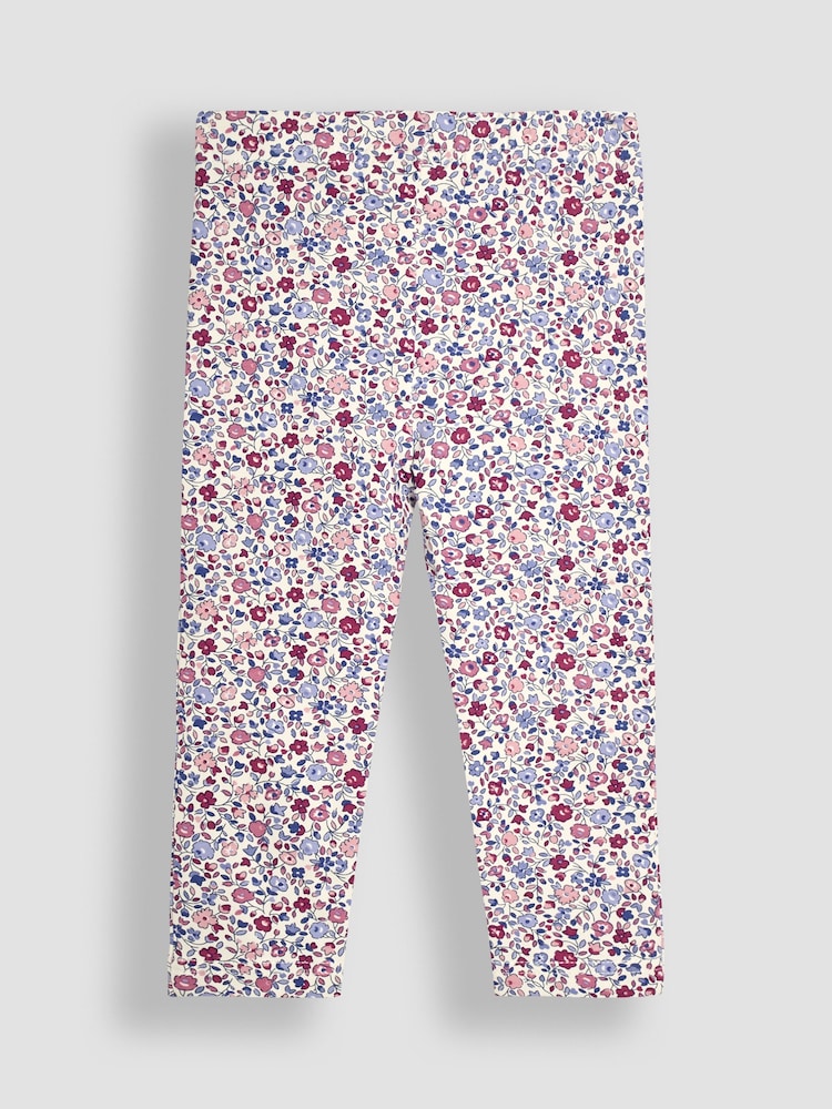 JoJo Maman Bébé Berry Purple Ditsy Floral 2-Pack Autumn Ditsy Floral Leggings - Image 5 of 7