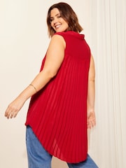 Friends Like These Red Sleeveless Pleated Back Button Through Shirt - Image 1 of 4