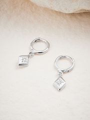 Sterling Silver Star Charm Hoop Earrings - Image 1 of 5