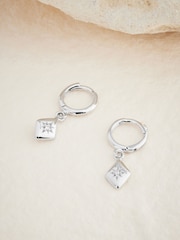 Sterling Silver Star Charm Hoop Earrings - Image 2 of 5
