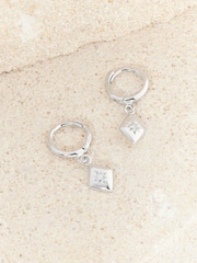 Sterling Silver Star Charm Hoop Earrings - Image 4 of 5