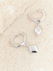 Sterling Silver Star Charm Hoop Earrings - Image 5 of 5