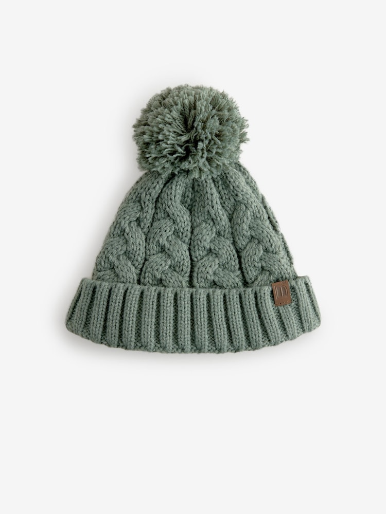 Sage Green Cable Knit Hat, Glove & Scarf Set (3-16yrs) - Image 2 of 5