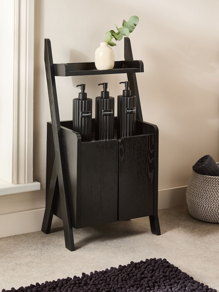 Black Ladder Shelf Storage Cabinet - Image 1 of 7 Black Ladder Shelf Storage Cabinet - Image 1 of 7