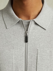 Reiss Soft Grey Melange Rivers Knitted Zip-Through Jacket - Image 3 of 5