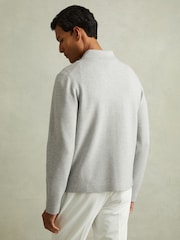 Reiss Soft Grey Melange Rivers Knitted Zip-Through Jacket - Image 4 of 5
