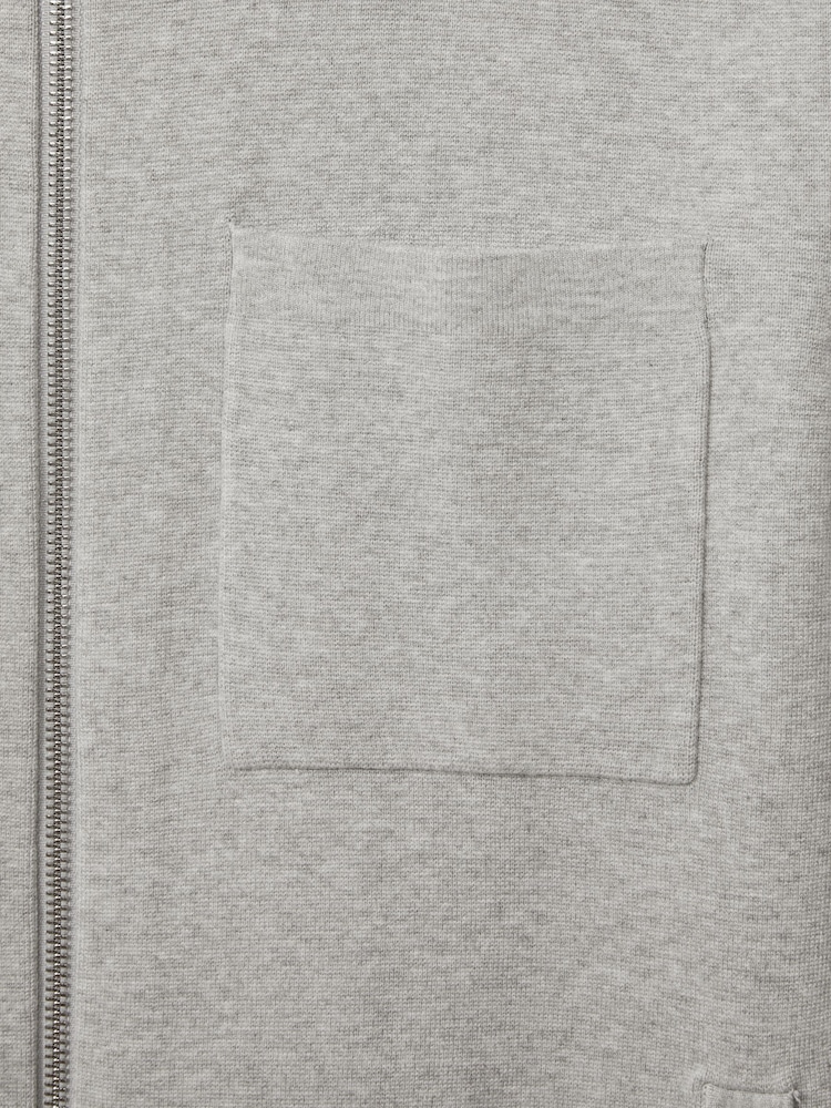 Reiss Soft Grey Melange Rivers Knitted Zip-Through Jacket - Image 5 of 5