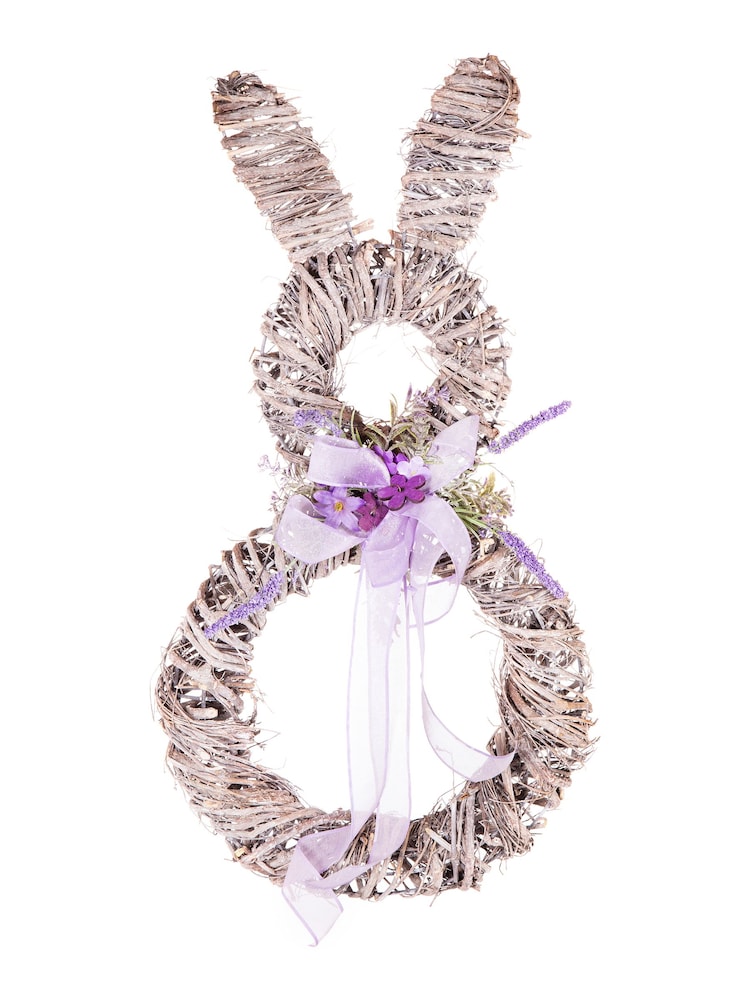 Premier Decorations Ltd 50cm Double Easter Rabbit With Lilac Bow Wreath - Image 2 of 2 Premier Decorations Ltd 50cm Double Easter Rabbit With Lilac Bow Wreath - Image 2 of 2