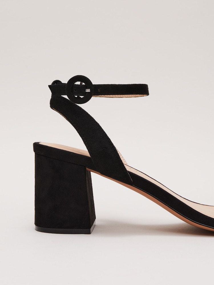 Phase Eight Black Suede Scallop Block Heels - Image 5 of 5