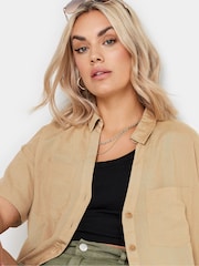 Yours Curve Natural Utility Linen Shirt - Image 1 of 5