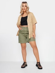 Yours Curve Natural Utility Linen Shirt - Image 3 of 5