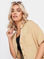 Yours Curve Natural Utility Linen Shirt - Image 4 of 5
