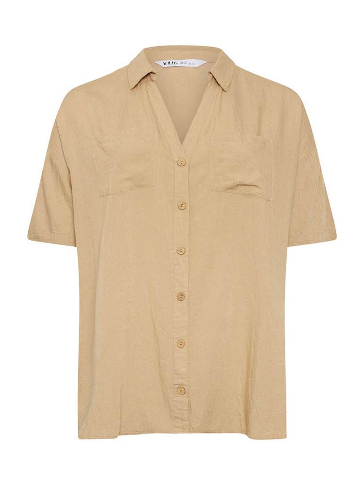Natural - Yours Curve Utility Linen Shirt - Imagen 5 de 5 Natural - Yours Curve Utility Linen Shirt - Imagen 5 de 5