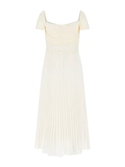 Guess Pleated Occasion Midi Dress With Linen - Image 2 of 2