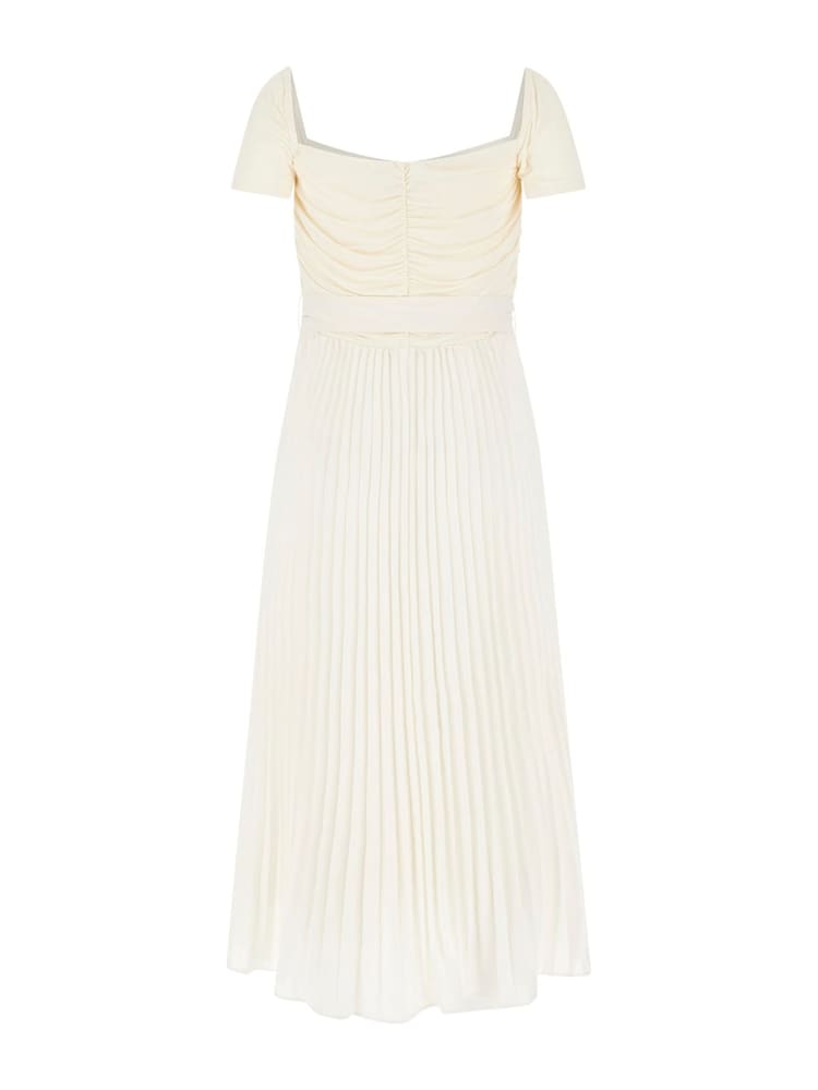 Guess Pleated Occasion Midi Dress With Linen - Image 2 of 2 Guess Pleated Occasion Midi Dress With Linen - Image 2 of 2